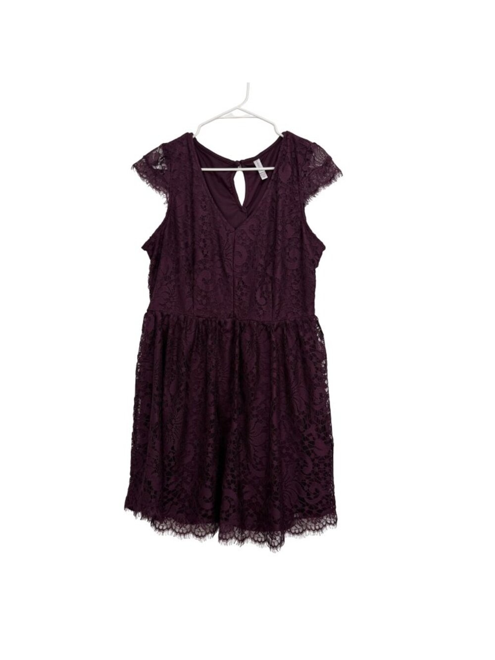 Xhilaration Women Purple Lace Sleeveless Mini Dress With Keyhole Back Size XL